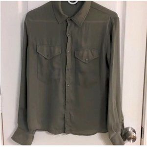 Joe's snap button down olive green blouse